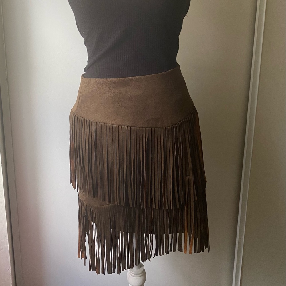 Suede fringe Skirt